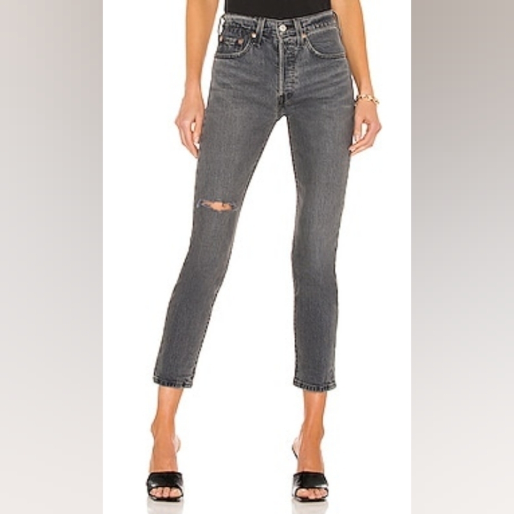 LEVI'S Premium 501 Skinny in Dark Side Of The Moon, Faded Black, Size 26
